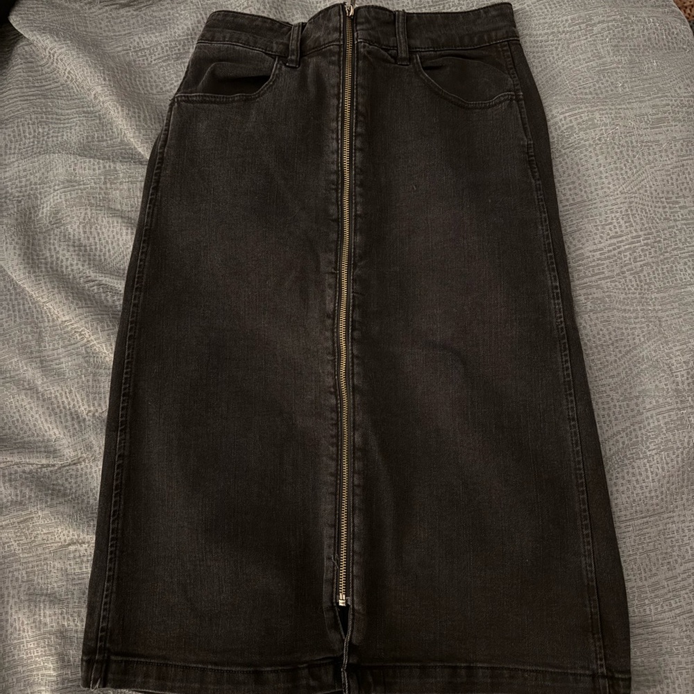 Madewell black denim Midi Pencil Skirt